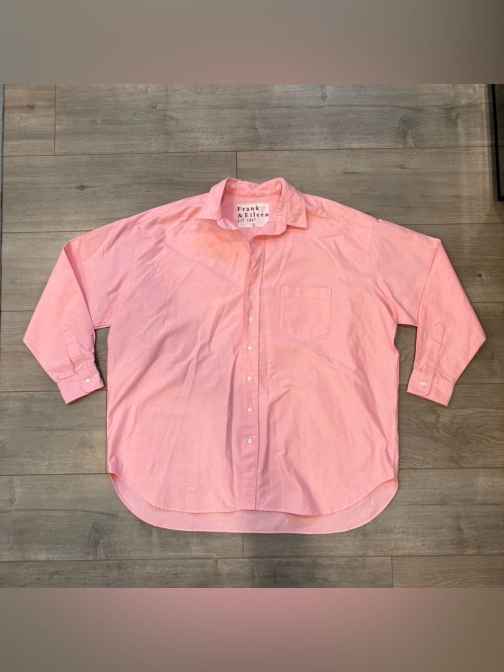 Frank Eileen Shirley Oversize Pink Chambray Button Up Shirt Women's Size Large